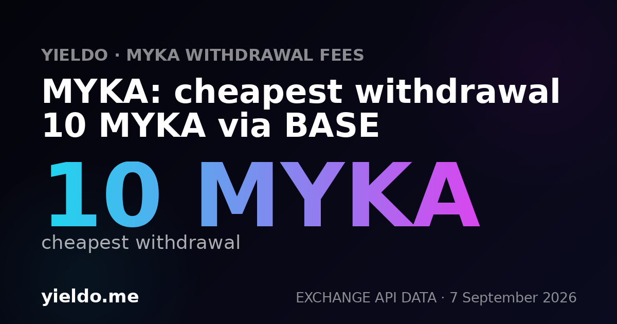 MYKA: cheapest withdrawal 10 MYKA via BASE