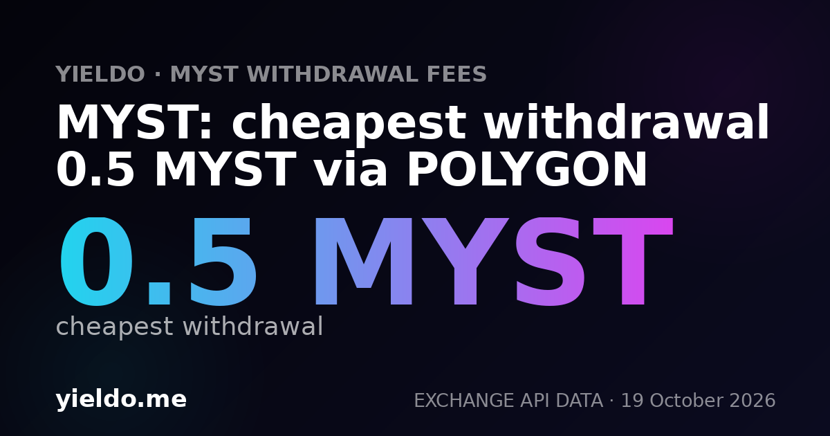 MYST: cheapest withdrawal 0.5 MYST via POLYGON