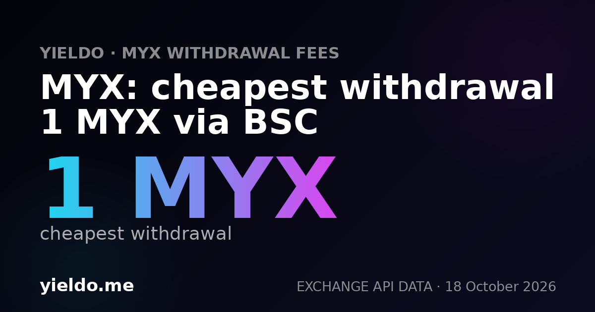 MYX: cheapest withdrawal 1 MYX via BSC