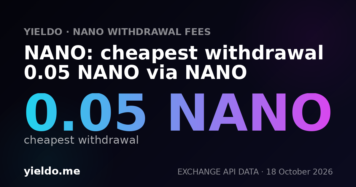 NANO: cheapest withdrawal 0.05 NANO via NANO