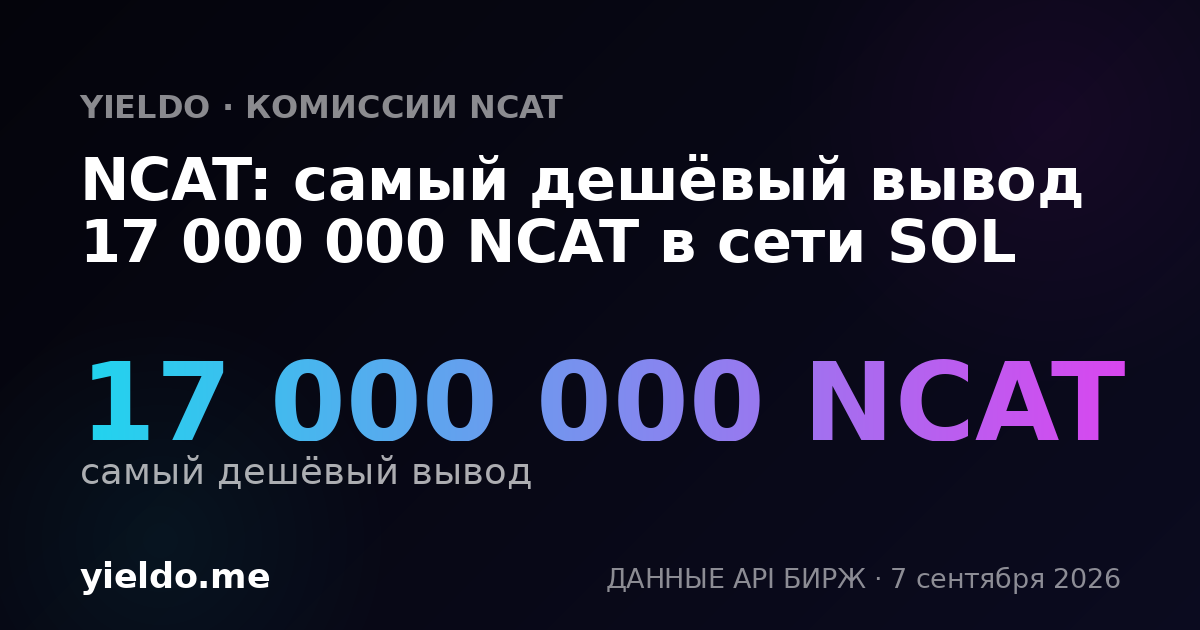 NCAT: самый дешёвый вывод 17 000 000 NCAT в сети SOL