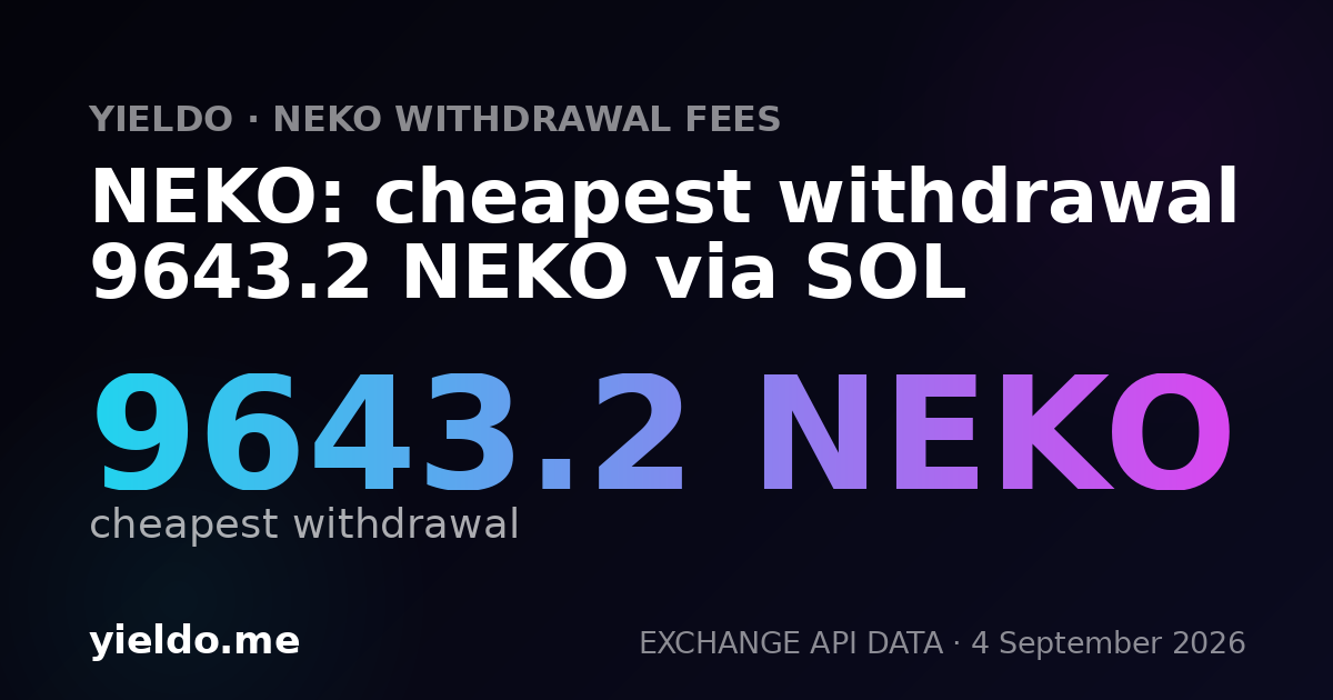 NEKO: cheapest withdrawal 9643.2 NEKO via SOL