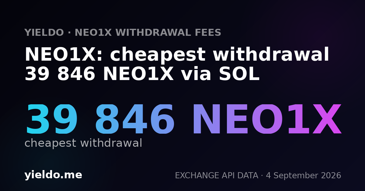 NEO1X: cheapest withdrawal 39 846 NEO1X via SOL