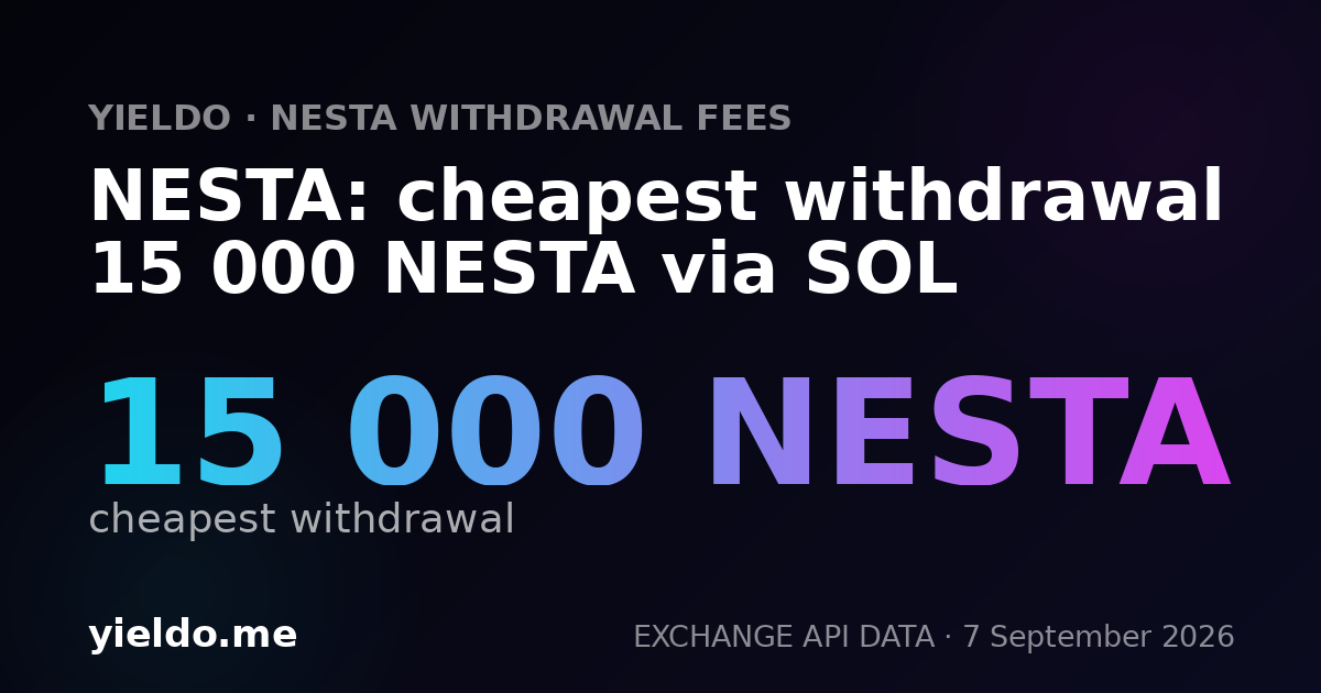 NESTA: cheapest withdrawal 15 000 NESTA via SOL