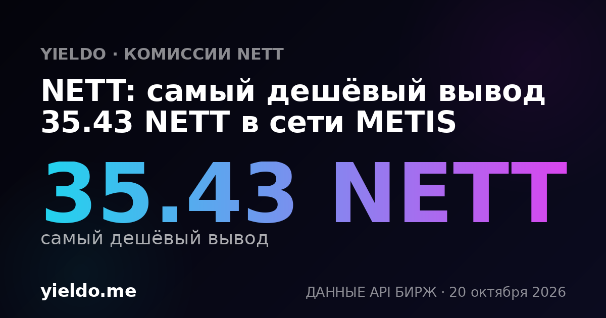 NETT: самый дешёвый вывод 35.43 NETT в сети METIS