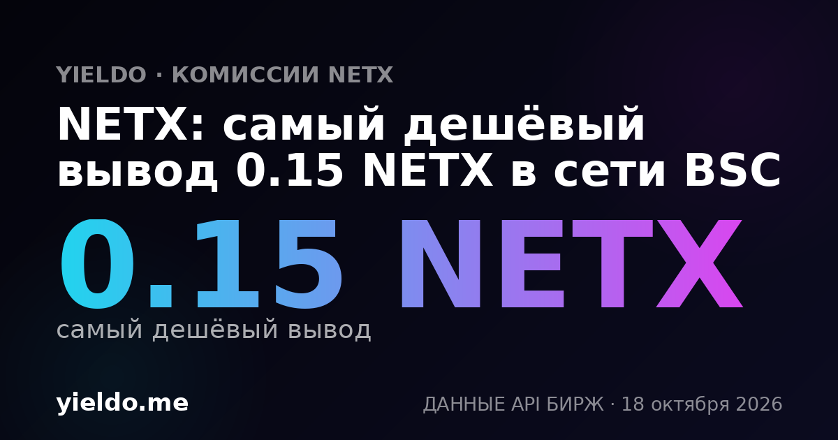 NETX: самый дешёвый вывод 0.15 NETX в сети BSC