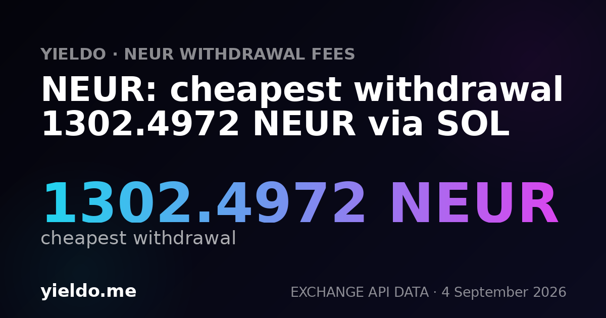 NEUR: cheapest withdrawal 1302.4972 NEUR via SOL