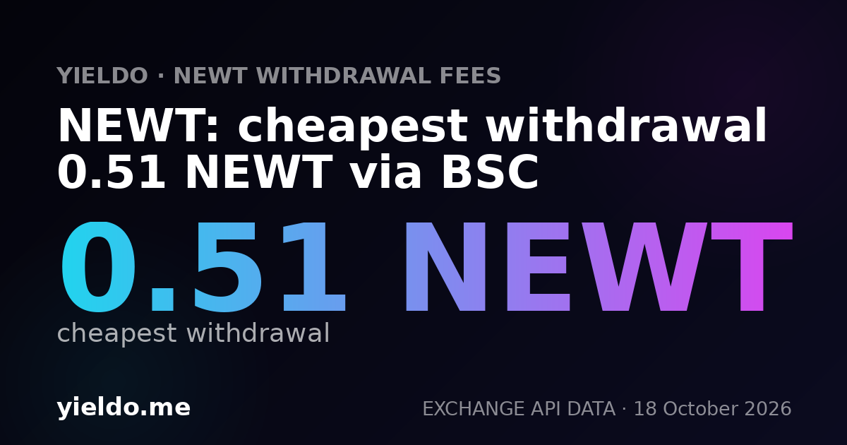 NEWT: cheapest withdrawal 0.51 NEWT via BSC