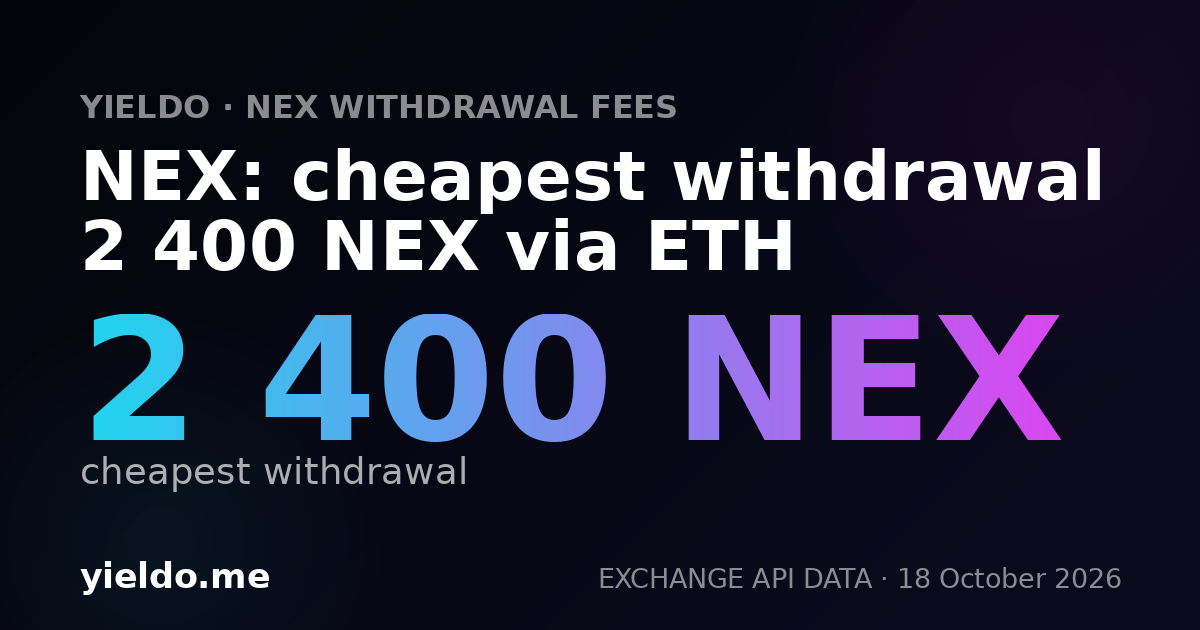 NEX: cheapest withdrawal 2 400 NEX via ETH