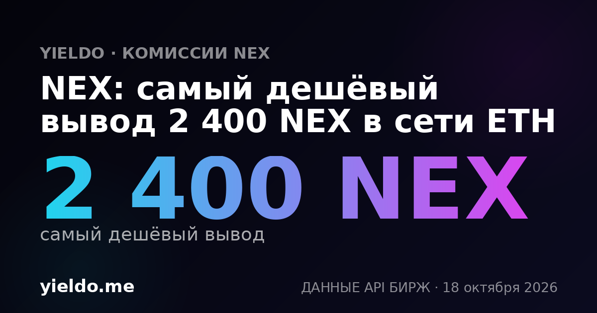 NEX: самый дешёвый вывод 2 400 NEX в сети ETH
