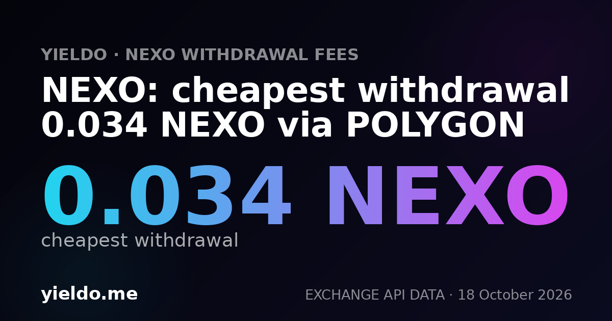 NEXO: cheapest withdrawal 0.034 NEXO via POLYGON