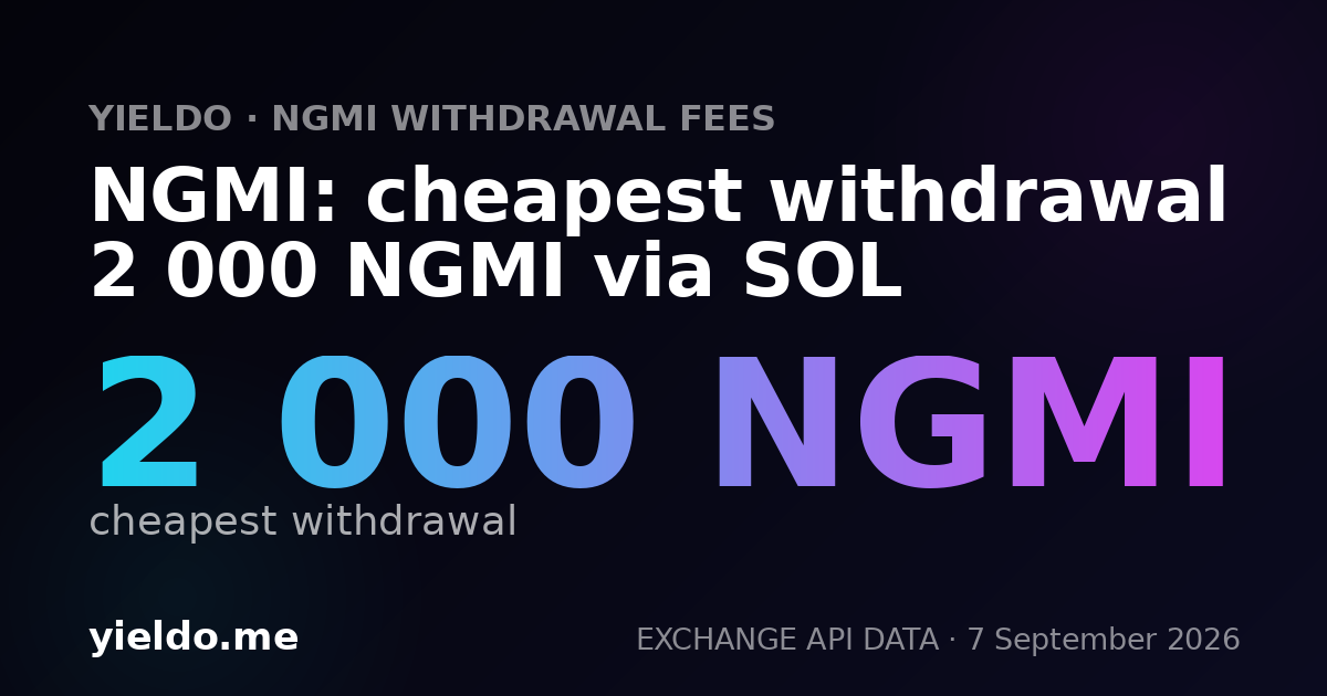 NGMI: cheapest withdrawal 2 000 NGMI via SOL