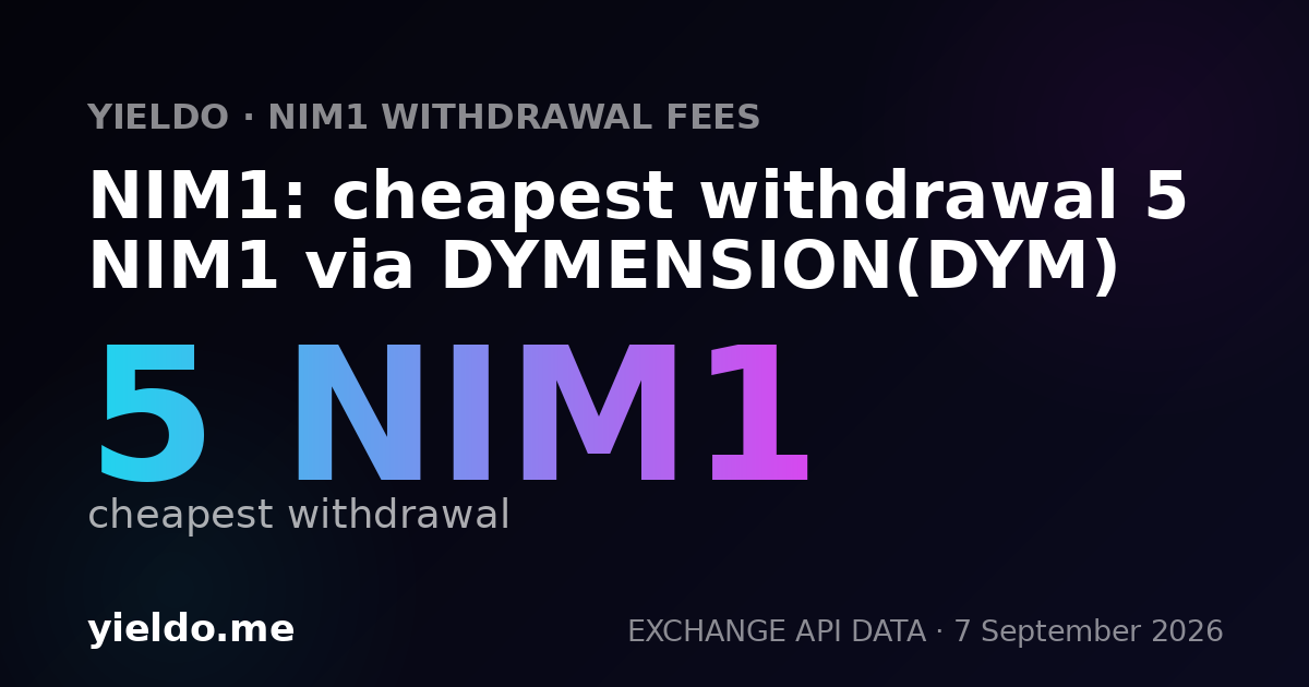 NIM1: cheapest withdrawal 5 NIM1 via DYMENSION(DYM)