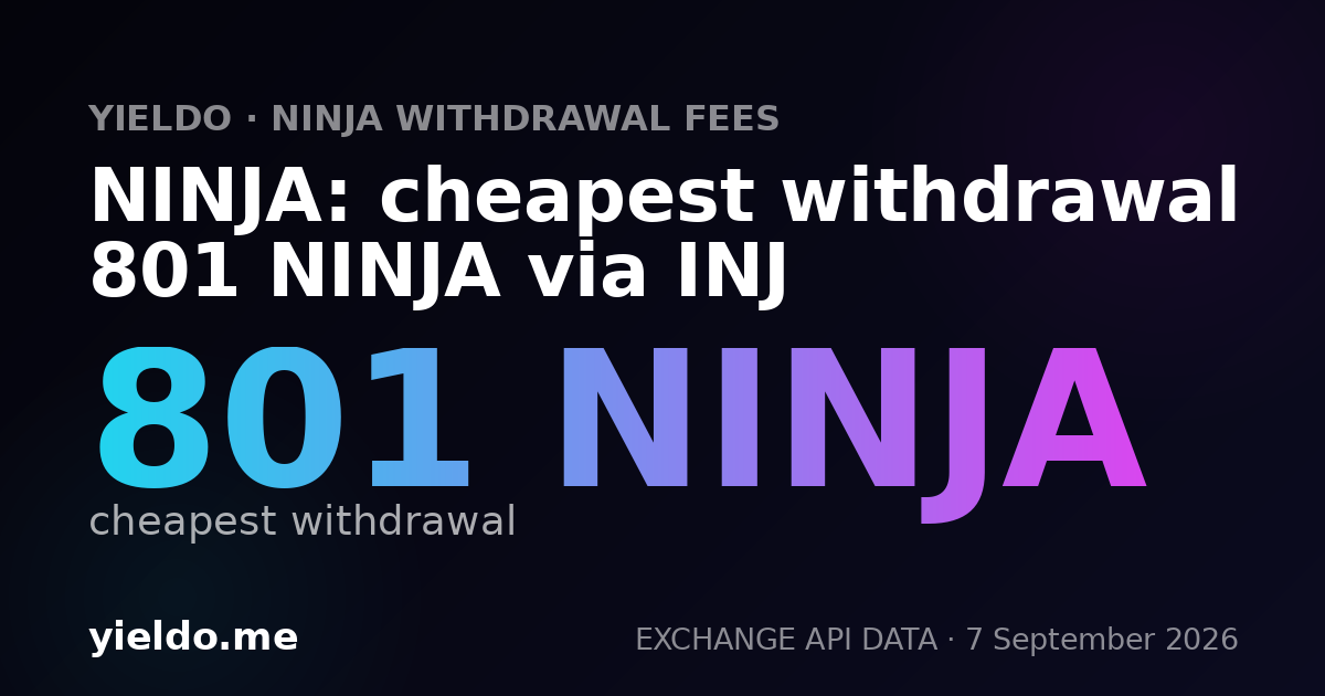 NINJA: cheapest withdrawal 801 NINJA via INJ