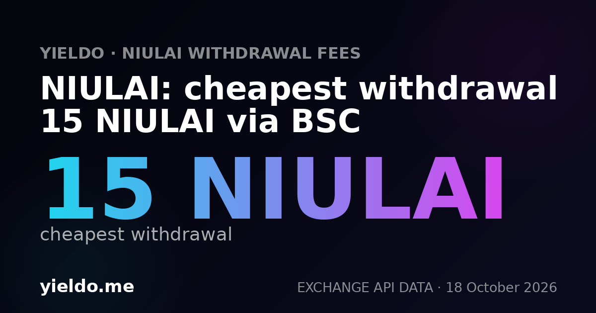 NIULAI: cheapest withdrawal 15 NIULAI via BSC