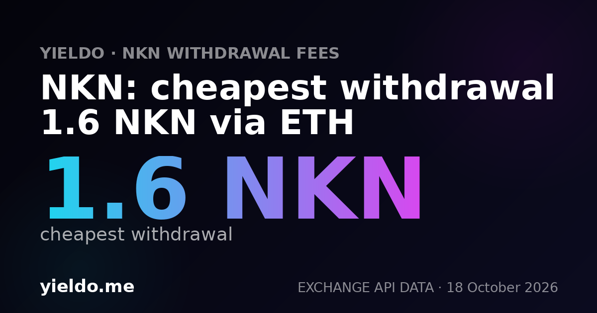 NKN: cheapest withdrawal 1.6 NKN via ETH