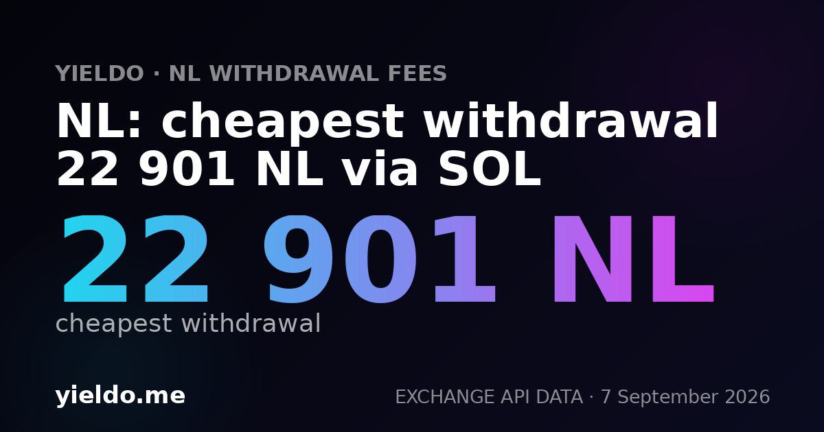 NL: cheapest withdrawal 22 901 NL via SOL