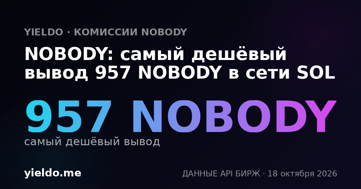 NOBODY: самый дешёвый вывод 957 NOBODY в сети SOL