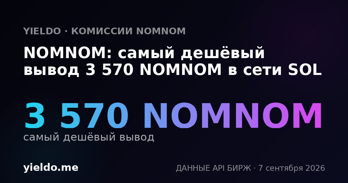 NOMNOM: самый дешёвый вывод 3 570 NOMNOM в сети SOL