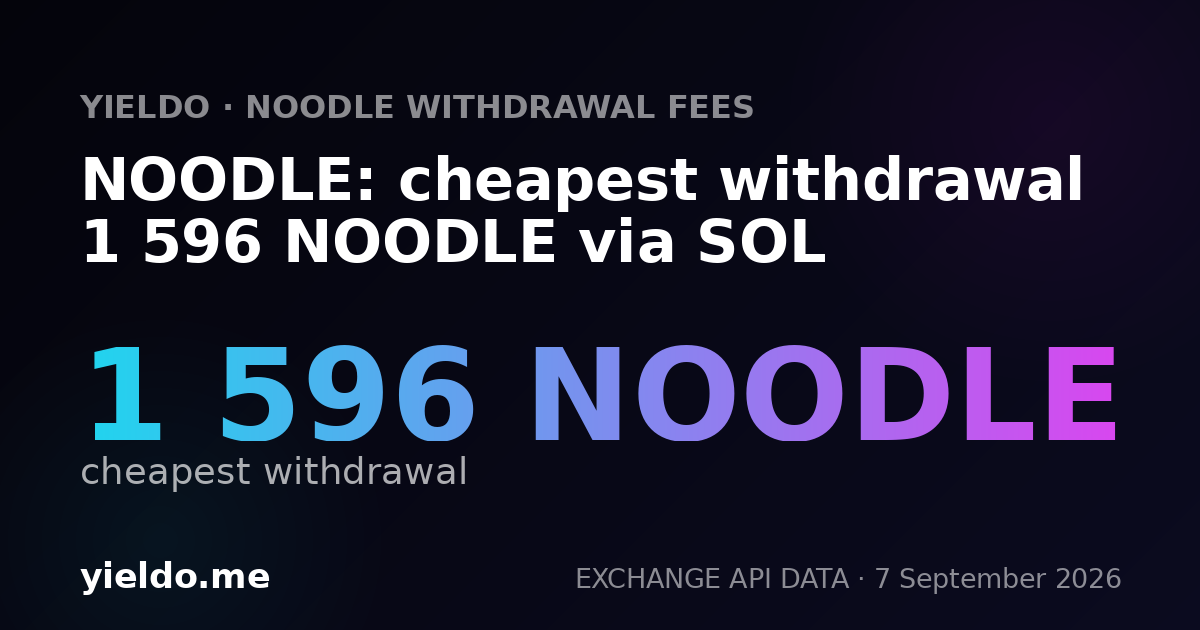 NOODLE: cheapest withdrawal 1 596 NOODLE via SOL