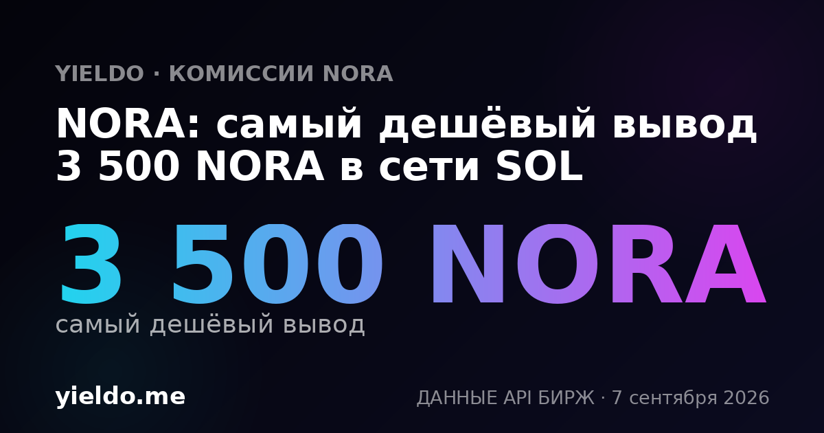 NORA: самый дешёвый вывод 3 500 NORA в сети SOL