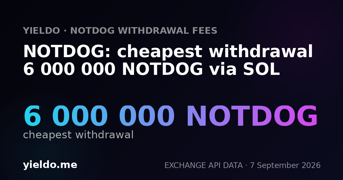 NOTDOG: cheapest withdrawal 6 000 000 NOTDOG via SOL