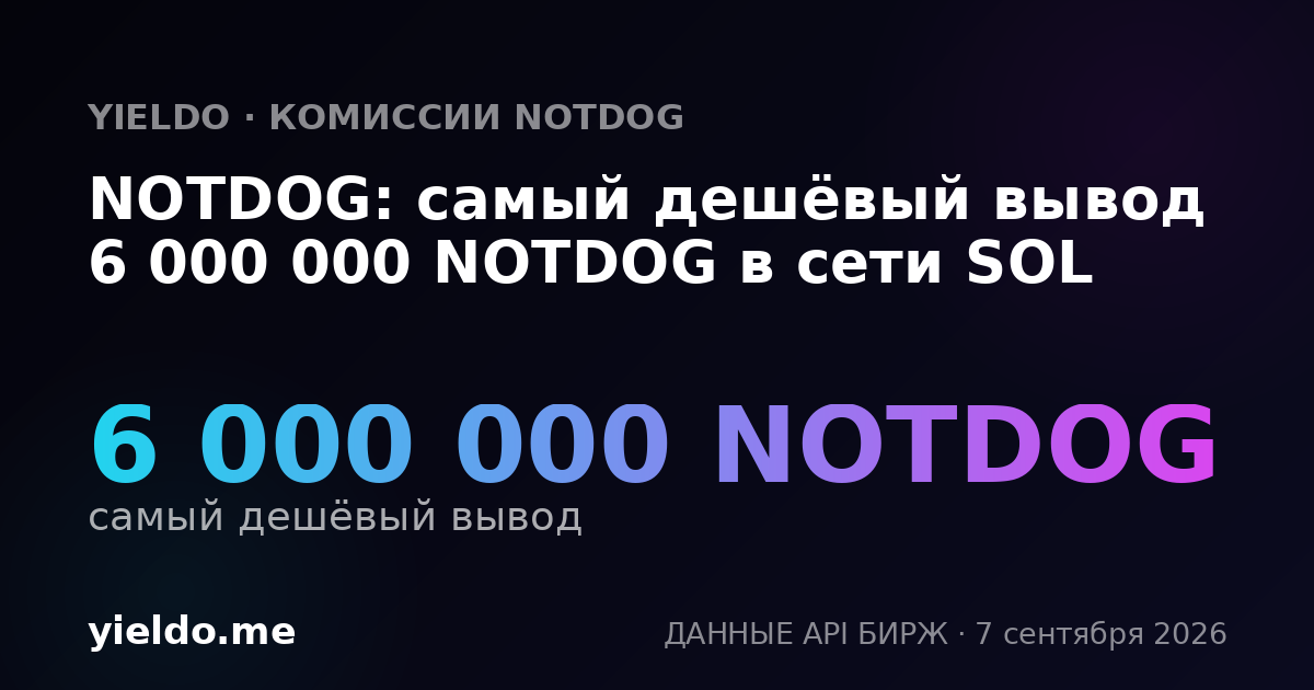 NOTDOG: самый дешёвый вывод 6 000 000 NOTDOG в сети SOL