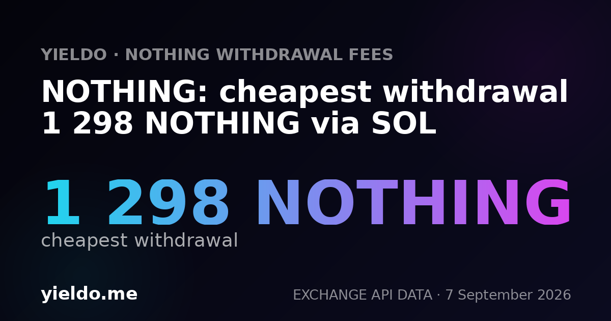 NOTHING: cheapest withdrawal 1 298 NOTHING via SOL
