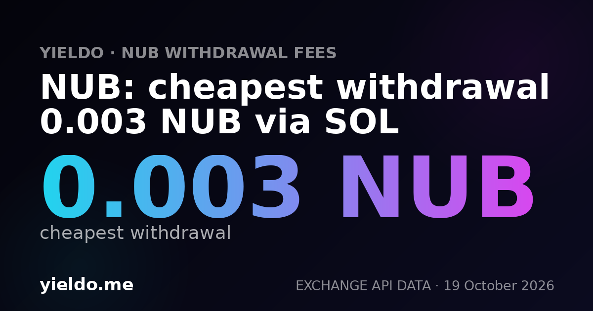 NUB: cheapest withdrawal 0.003 NUB via SOL