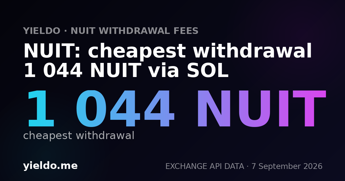 NUIT: cheapest withdrawal 1 044 NUIT via SOL