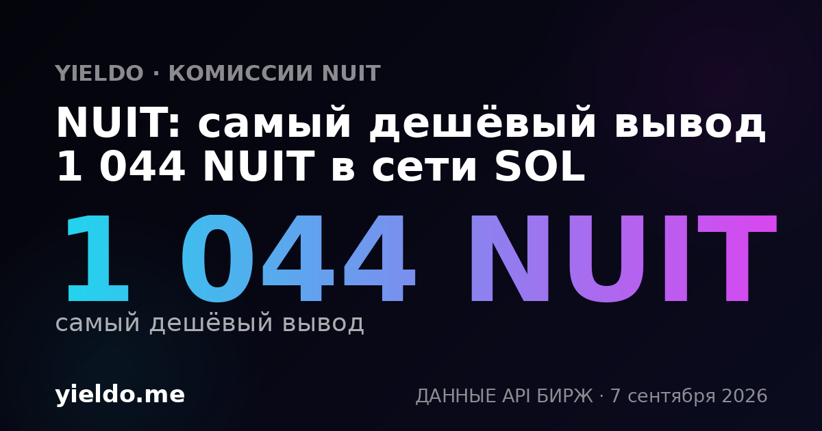 NUIT: самый дешёвый вывод 1 044 NUIT в сети SOL