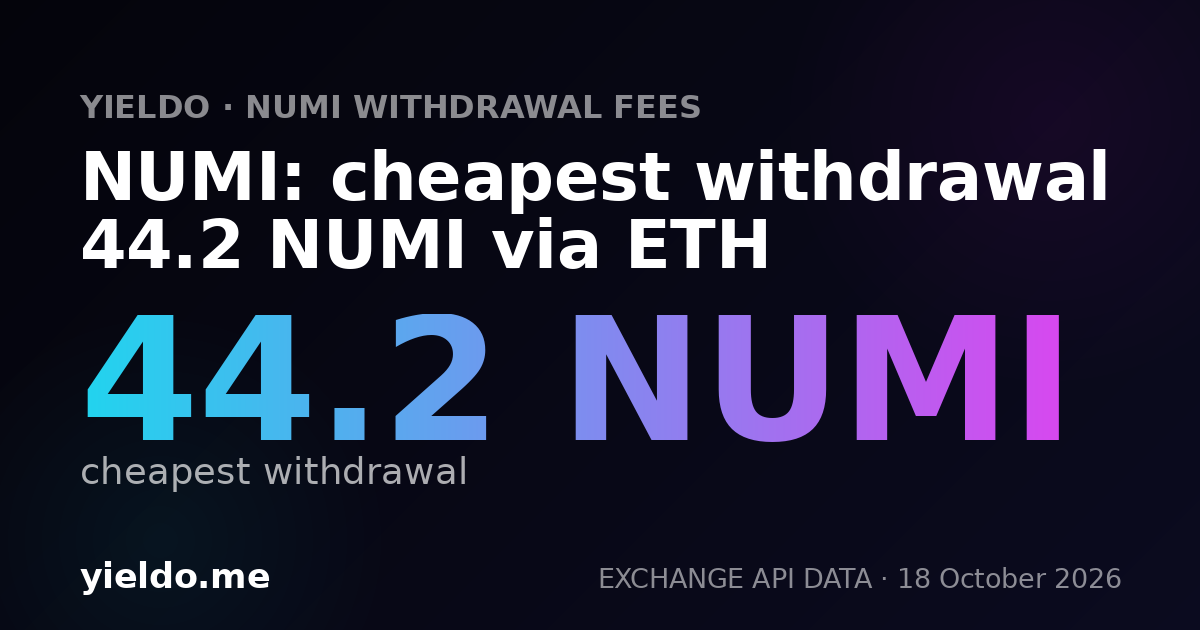 NUMI: cheapest withdrawal 44.2 NUMI via ETH