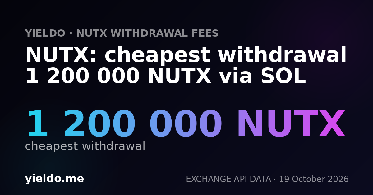 NUTX: cheapest withdrawal 1 200 000 NUTX via SOL