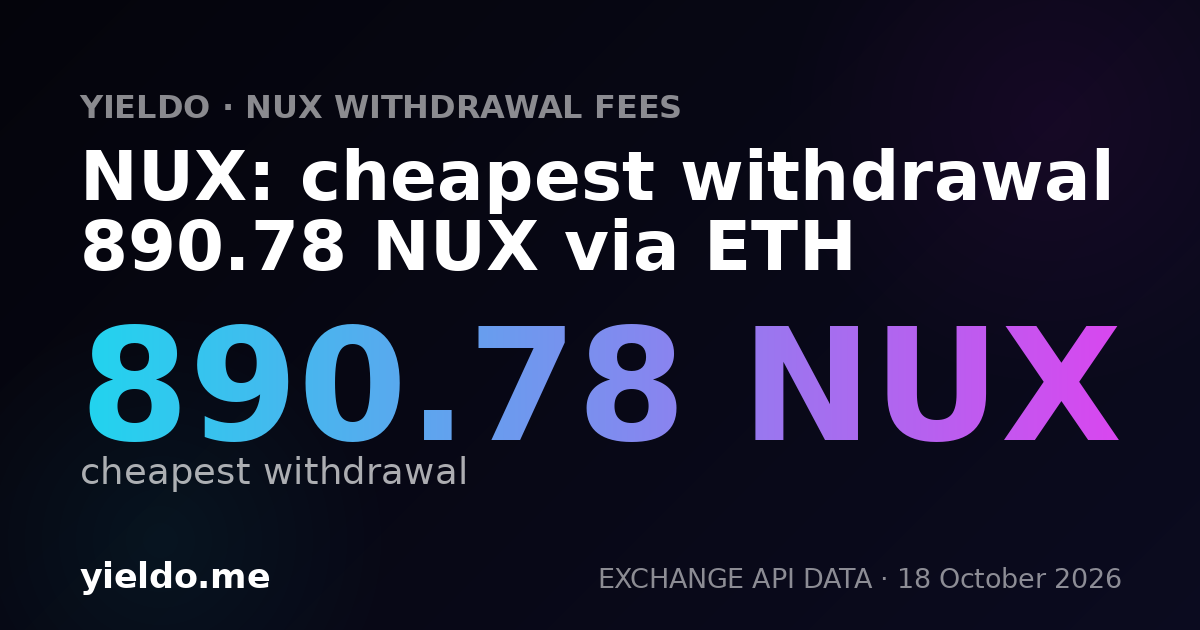 NUX: cheapest withdrawal 890.78 NUX via ETH
