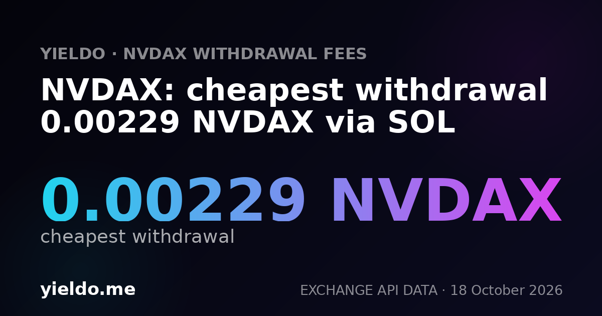 NVDAX: cheapest withdrawal 0.00229 NVDAX via SOL