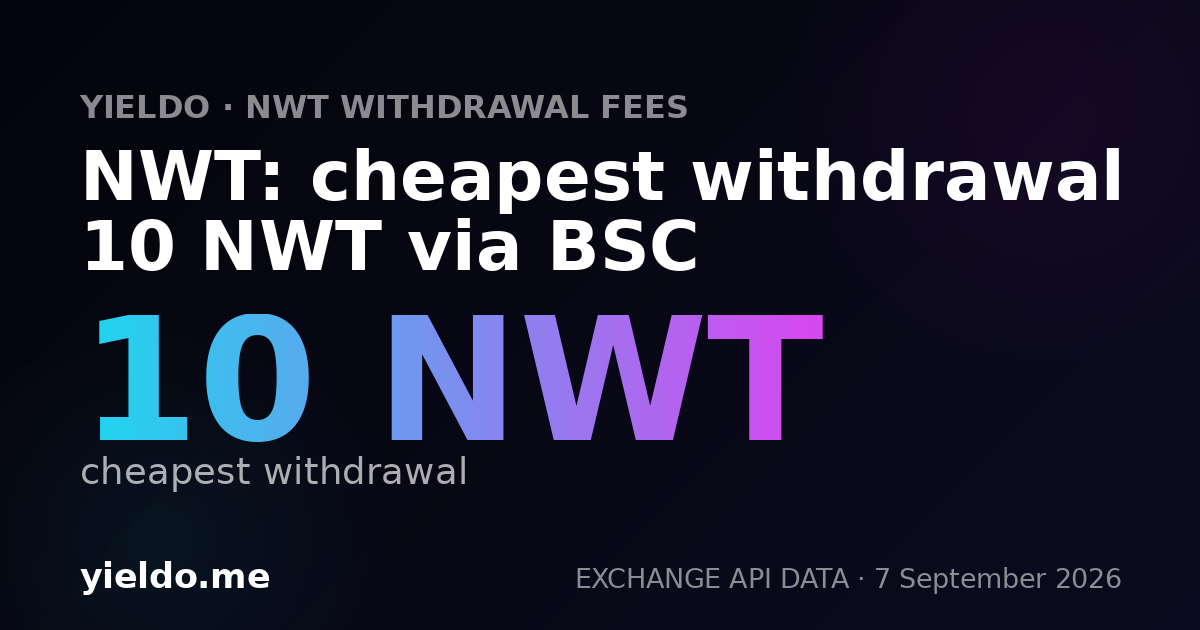 NWT: cheapest withdrawal 10 NWT via BSC