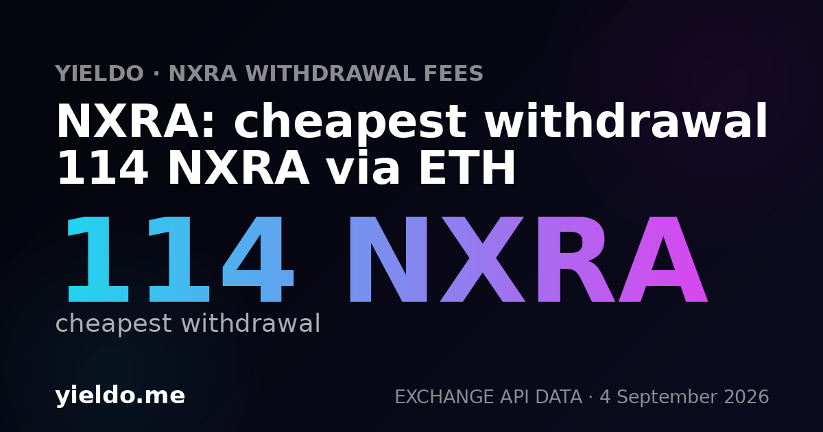 NXRA: cheapest withdrawal 114 NXRA via ETH
