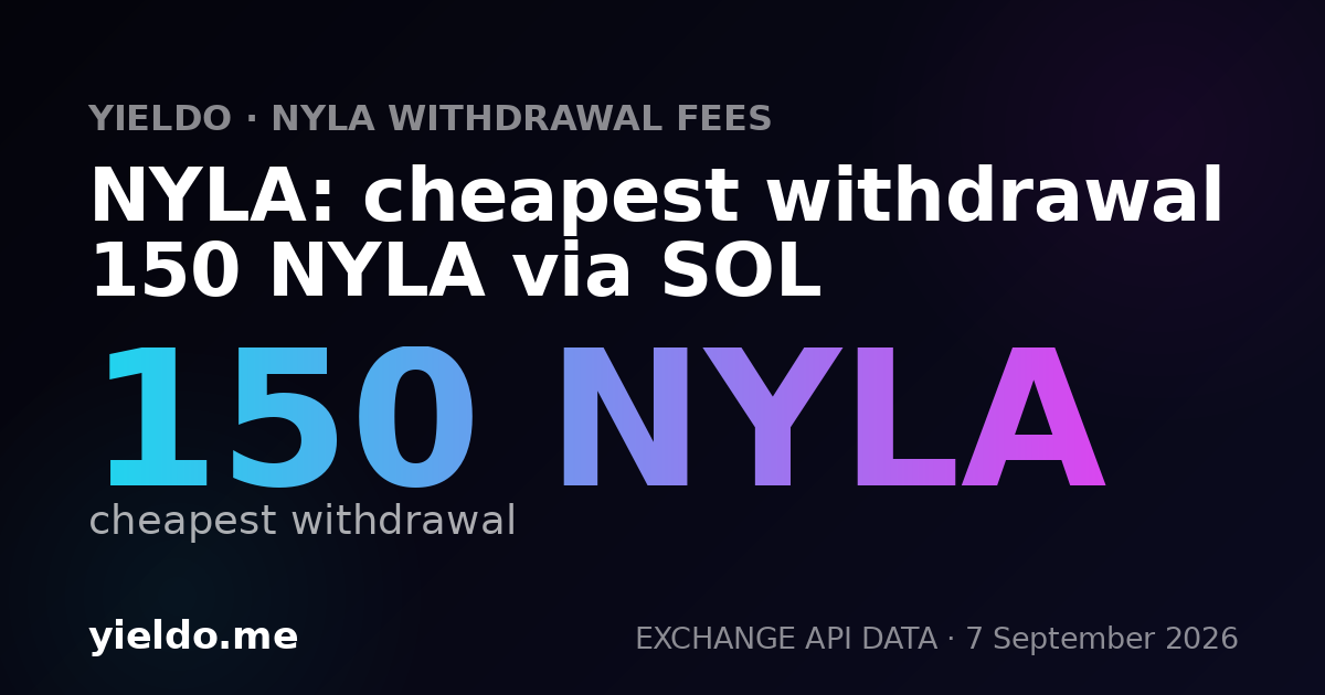 NYLA: cheapest withdrawal 150 NYLA via SOL