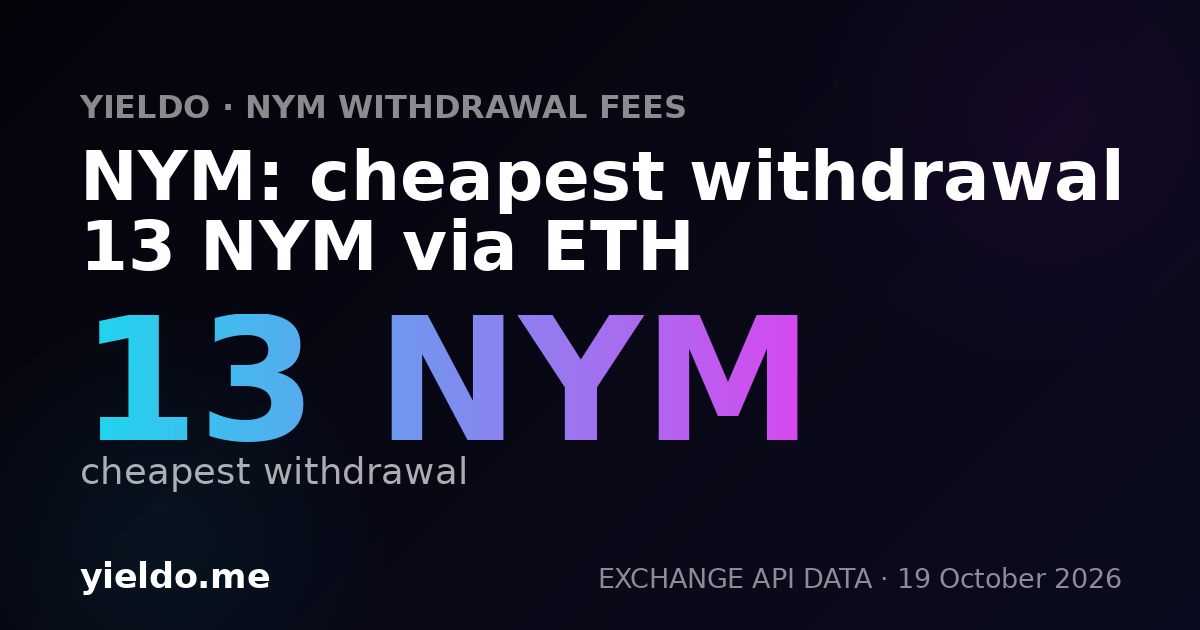 NYM: cheapest withdrawal 13 NYM via ETH