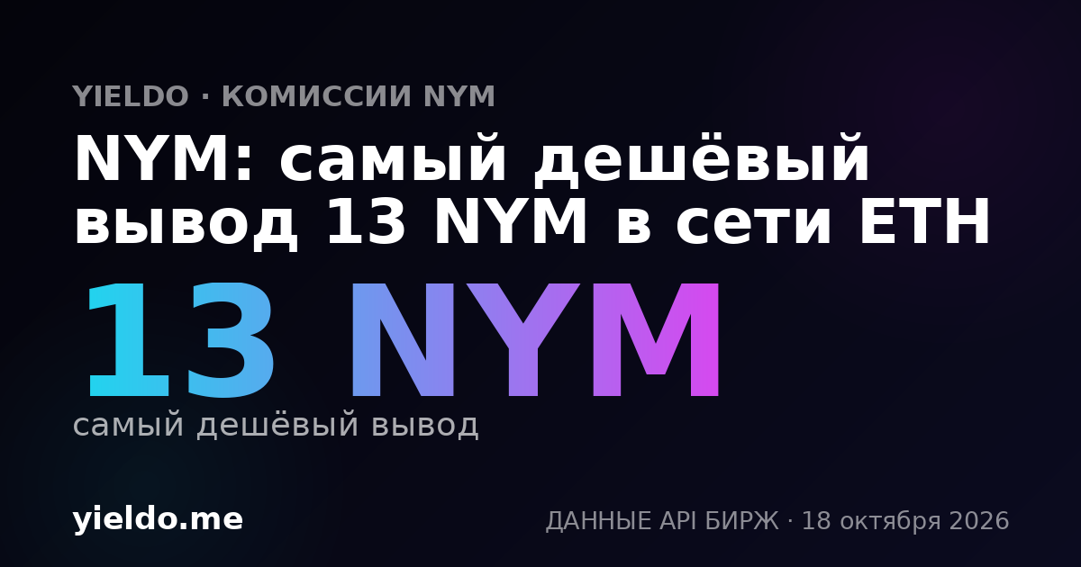 NYM: самый дешёвый вывод 13 NYM в сети ETH