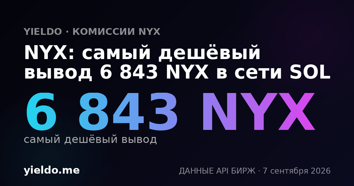 NYX: самый дешёвый вывод 6 843 NYX в сети SOL