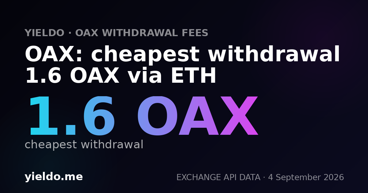 OAX: cheapest withdrawal 1.6 OAX via ETH