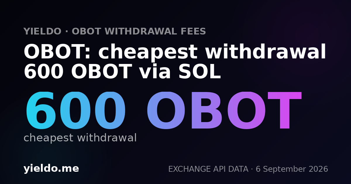 OBOT: cheapest withdrawal 600 OBOT via SOL