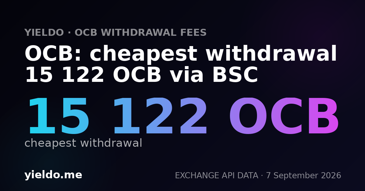 OCB: cheapest withdrawal 15 122 OCB via BSC