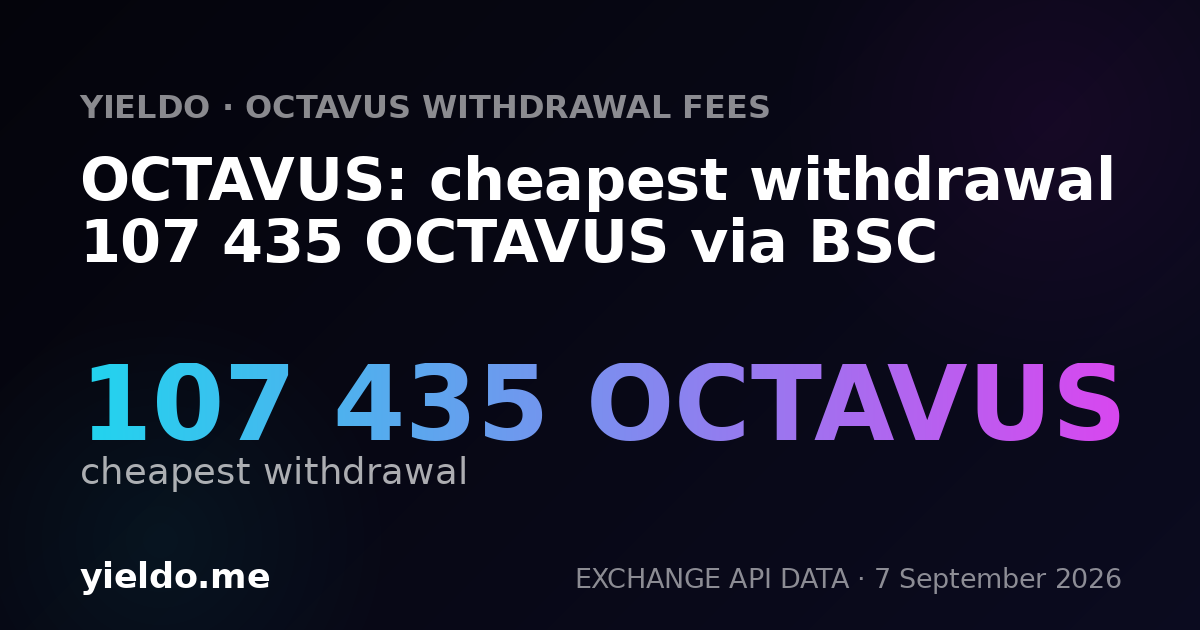 OCTAVUS: cheapest withdrawal 107 435 OCTAVUS via BSC