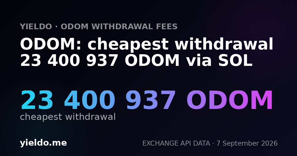 ODOM: cheapest withdrawal 23 400 937 ODOM via SOL