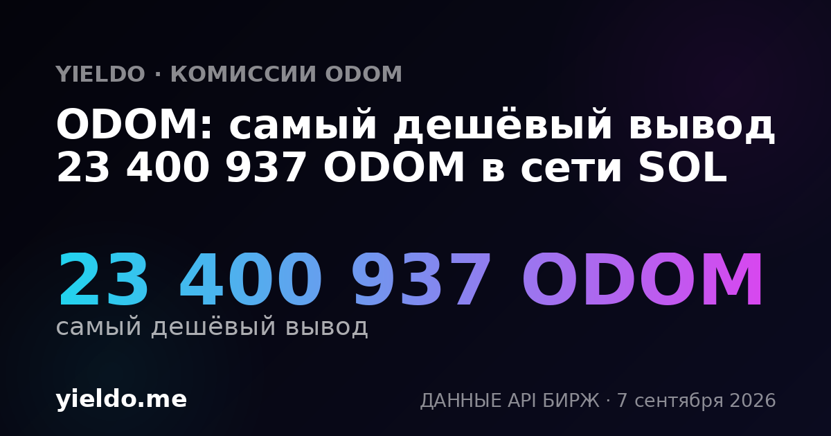 ODOM: самый дешёвый вывод 23 400 937 ODOM в сети SOL
