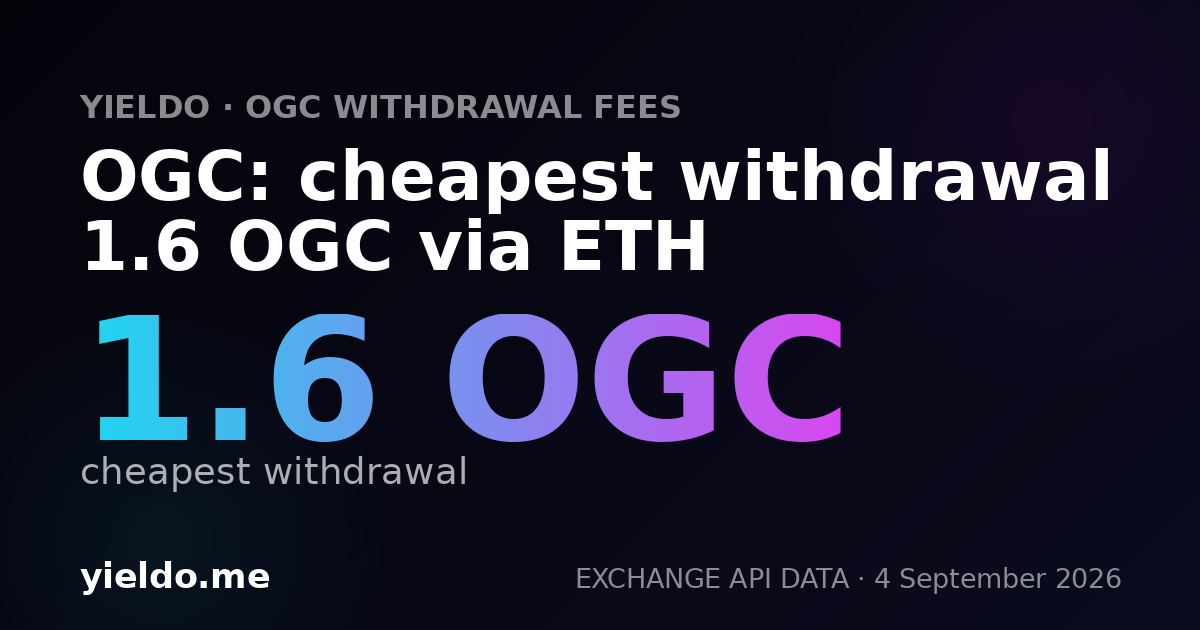 OGC: cheapest withdrawal 1.6 OGC via ETH