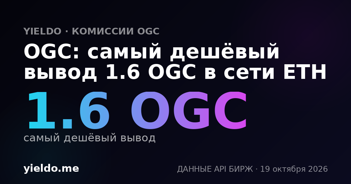 OGC: самый дешёвый вывод 1.6 OGC в сети ETH
