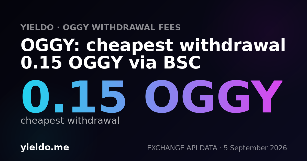 OGGY: cheapest withdrawal 0.15 OGGY via BSC